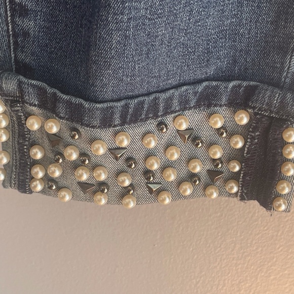 RWN By Rawan Distressed Jeans with Pearl embellished cuff Size 16 - Picture 2 of 3